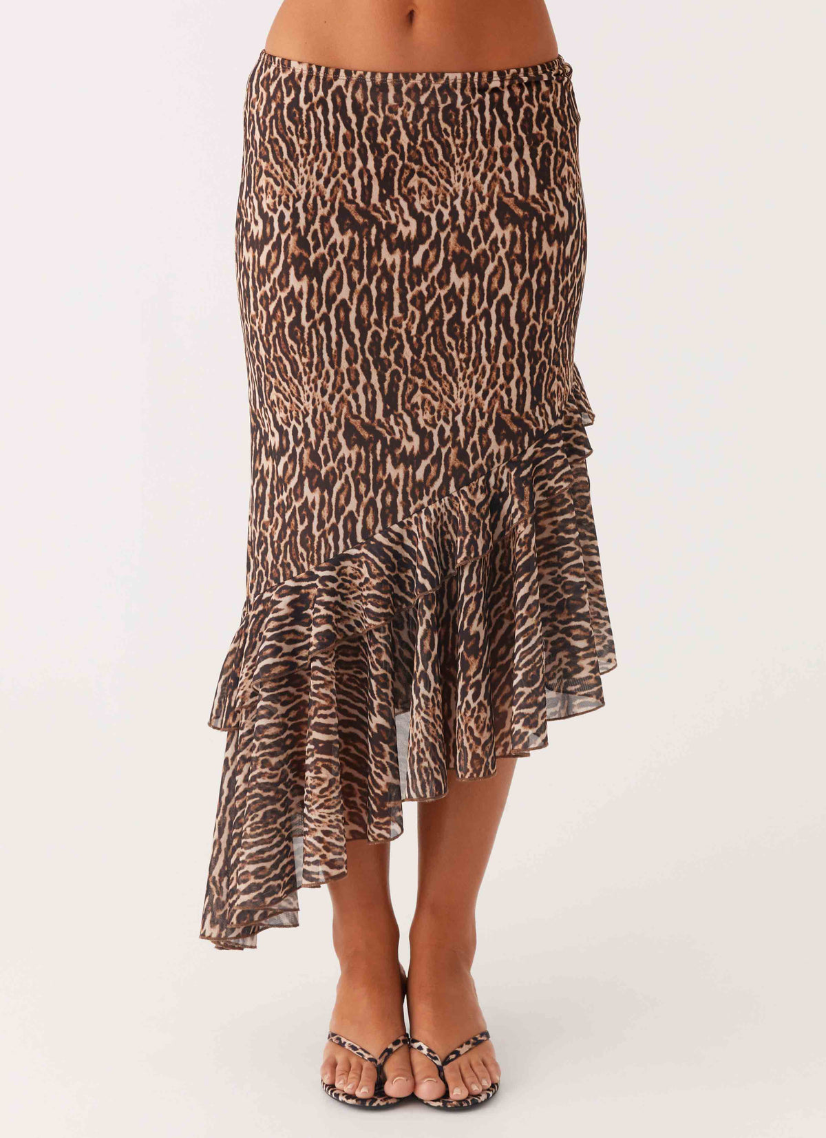 Wild Tide Midi Skirt - Cheetah