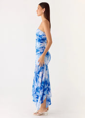 Lo Siento Midi Dress - Indigo Garden