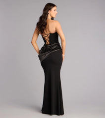 Heather Crepe Satin Lace-Up Formal Dress