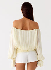 Coconut Kiss Off Shoulder Long Sleeve Top - Yellow