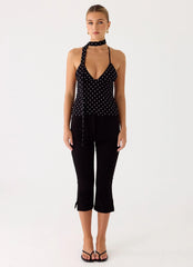 Quiero Backless Top - Black Polkadot