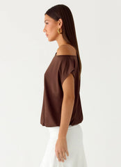 Raeni Off Shoulder Top - Chocolate