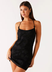 Sunset Glow Mini Dress - Black