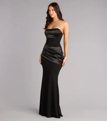 Heather Crepe Satin Lace-Up Formal Dress