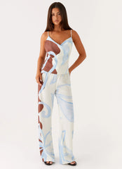 Deacon Low Rise Pants - Bloom Wave Print