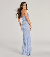 Jillian Sequin Slit Long Formal Dress