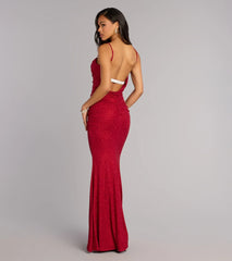 Amelie Ruched Glitter Knit Mermaid Dress
