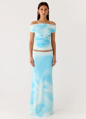 Moka Off Shoulder Top - Blooming Blue
