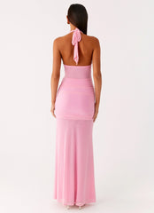 Miyah Halter Hardware Maxi Dress - Baby Pink