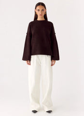 Jack Oversized Knit Sweater - Chocolate