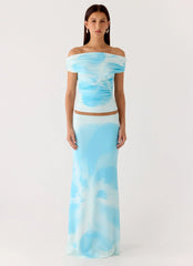 Moka Maxi Skirt - Blooming Blue