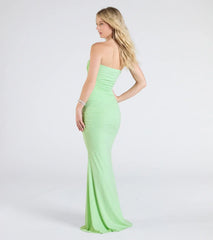 Mischka Strapless Mermaid Glitter Formal Dress