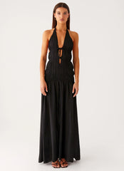 Dione Halter Maxi Dress - Black
