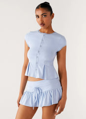 Landon Button Up Top - Blue