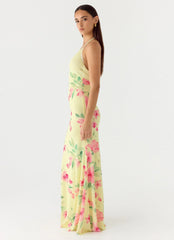 Takedown Halter Maxi Dress - Lemon Soleil