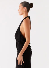 Michaella Chiffon Twist Top - Black