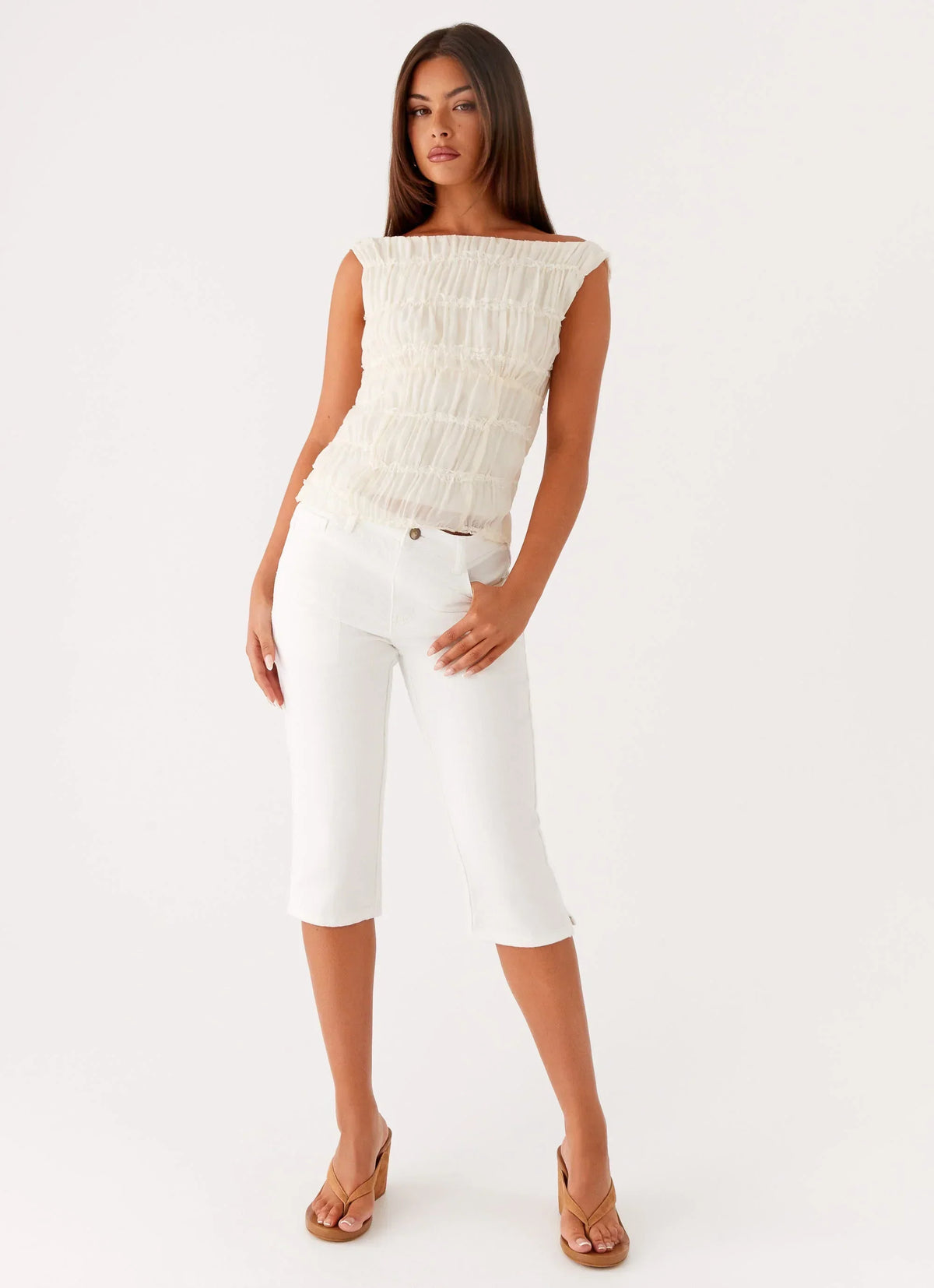 Rocco Denim Capri Pants - Off White