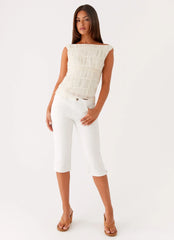 Rocco Denim Capri Pants - Off White