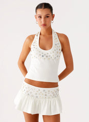Vegas Nights Low Rise Skort - White