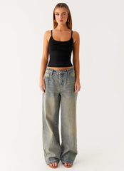 Keanna Low Rise Denim Jeans - Dirty Wash