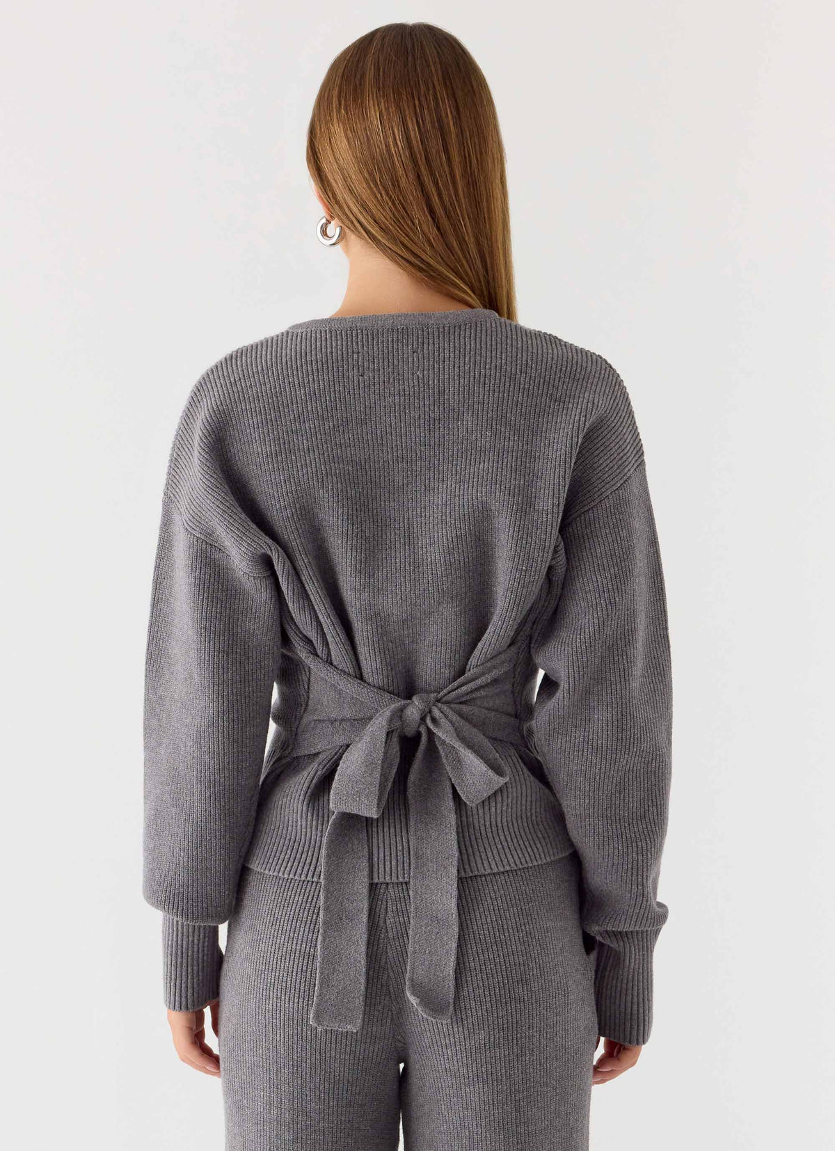 Harrison Cinched Knit Cardigan - Marle Grey