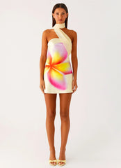 Isa Scarf Satin Mini Dress - Frangipani Yellow