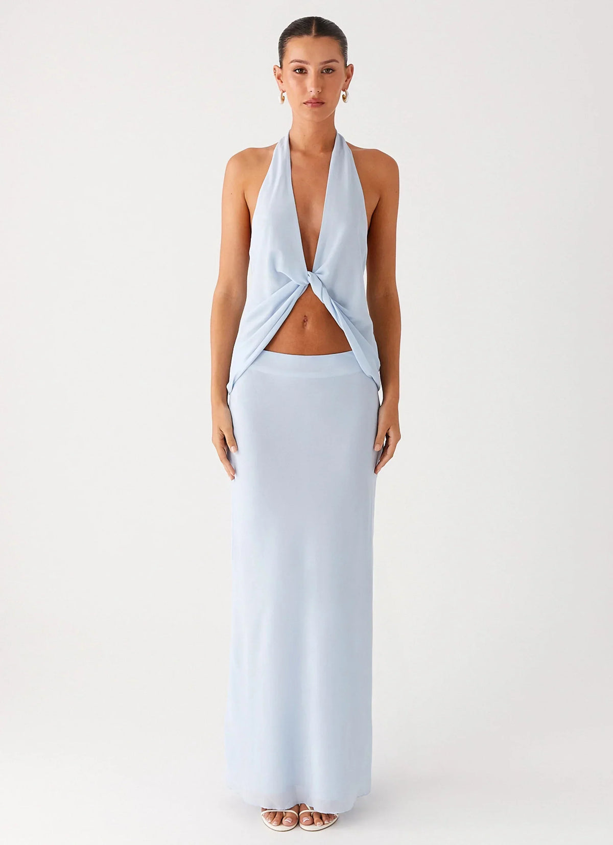 Michaella Chiffon Maxi Skirt - Blue