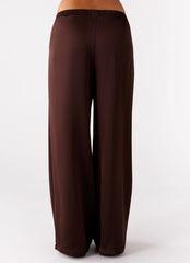 Palm Cove Satin Pants - Chocolate