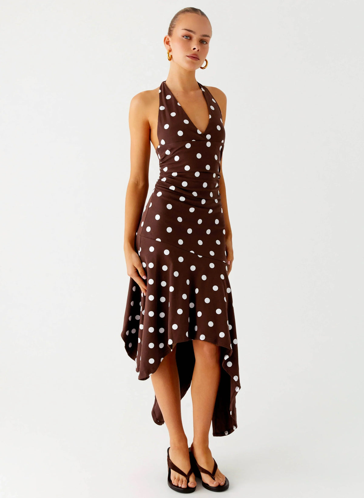 Keylani Halter Midi Dress - Chocolate