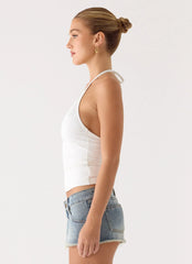 Roll Out Halter Top - White