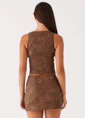 West District Pu Top - Brown