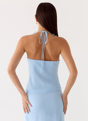Log In Halter Top - Blue