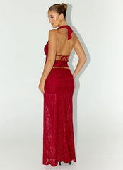 Farruko Jacquard Maxi Skirt - Dark Cherry