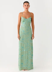 Vietta Sequin Cami Maxi Dress - Mint