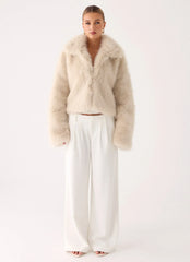 Moonscapes Faux Fur Jacket - Ivory