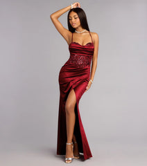 Anya Sequin Beaded Satin Mermaid Dress