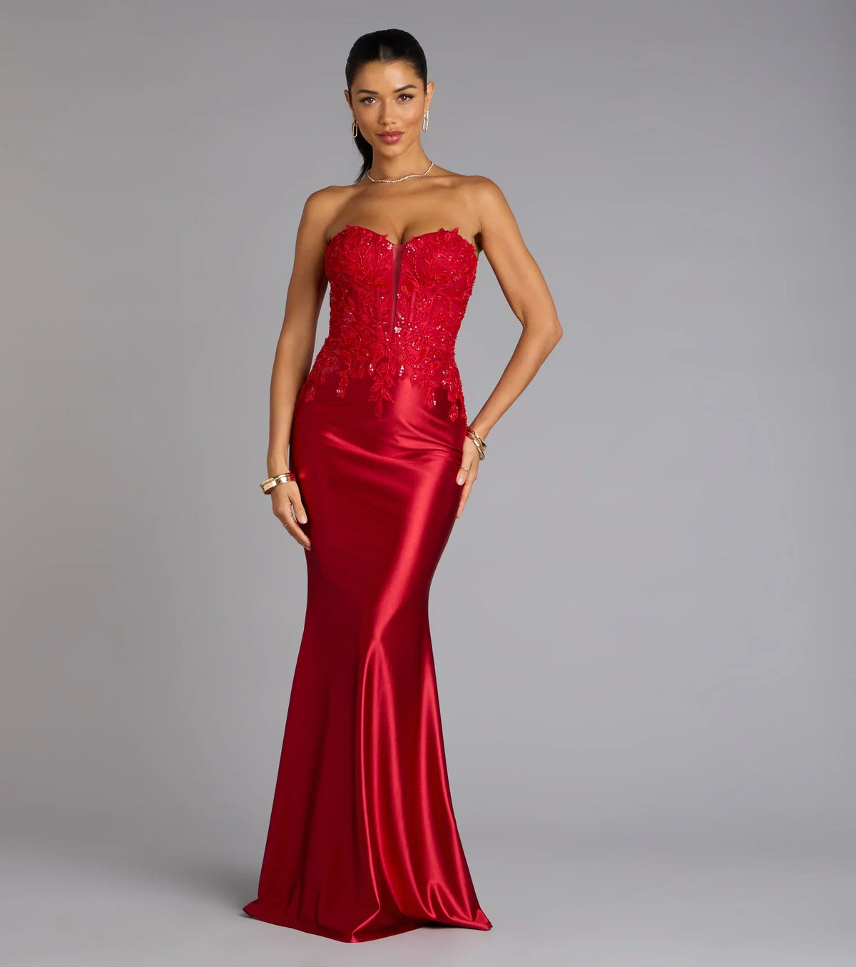 Valeria Satin Lace Corset Mermaid Formal Dress