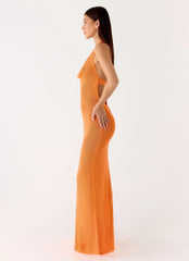 Delfina Cowl Knit Maxi Dress - Orange