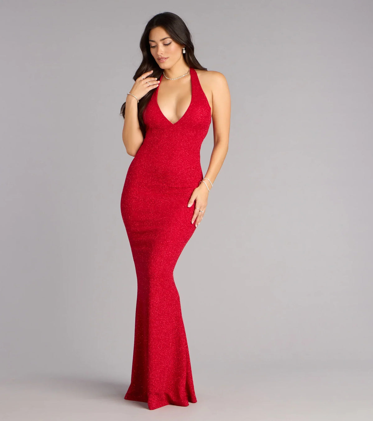 Cleo Glitter Knit Mermaid Formal Dress