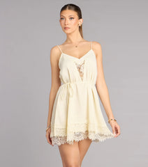 Pretty Plans Chiffon And Lace Skater Dress