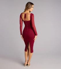 Date Night Defined Long Sleeve Midi Dress