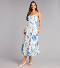 Sandra Floral A-Line Midi Formal Dress
