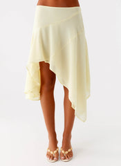 Kia Low Rise Asymmetrical Midi Skirt - Yellow