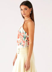 Loreta Beaded Tie Back Top - Siena Floral