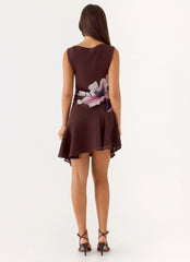 Maris Asymmetrical Mini Dress - Velvet Bloom