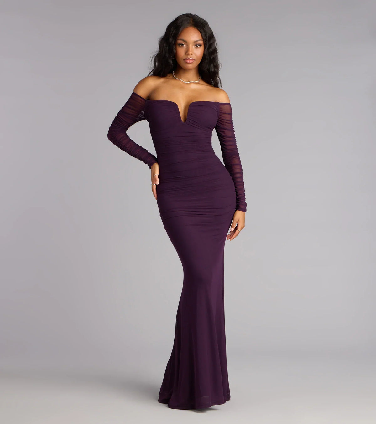 Marla Mesh Off-The-Shoulder Formal Dress