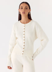 Harrison Cinched Knit Cardigan - Ivory