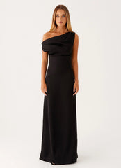 Heart Of Glass Satin Maxi Dress - Black