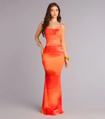 Amy Floral Rhinestone Mesh Formal Dress