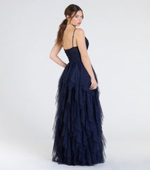 Indiana V-Neck Corset Ruffle A-Line Formal Dress